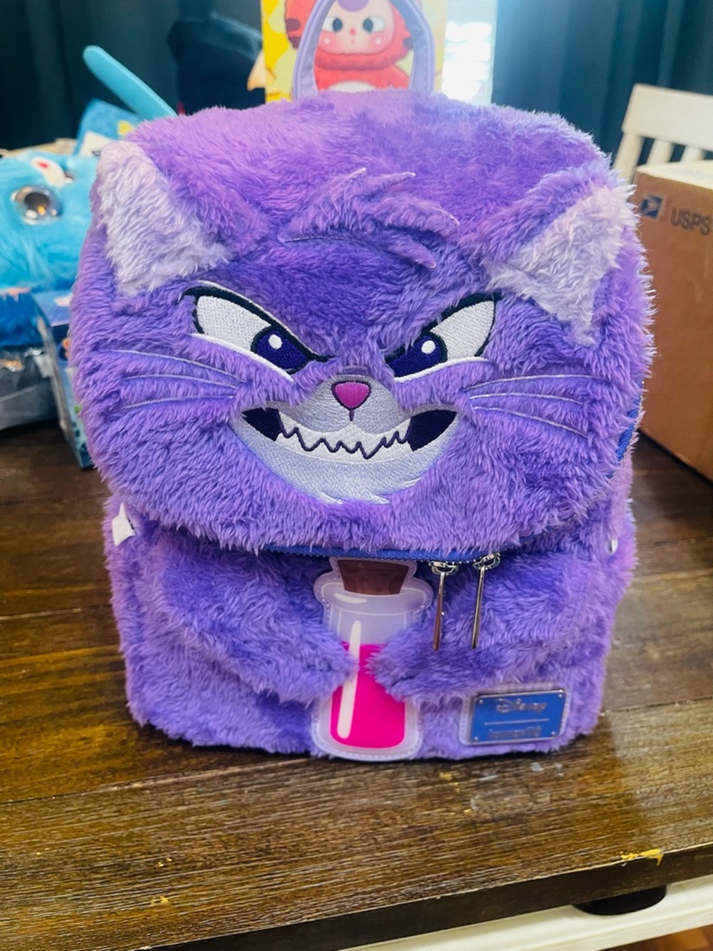 Loungefly Purple Cheshire Cat Plush Mini Backpack